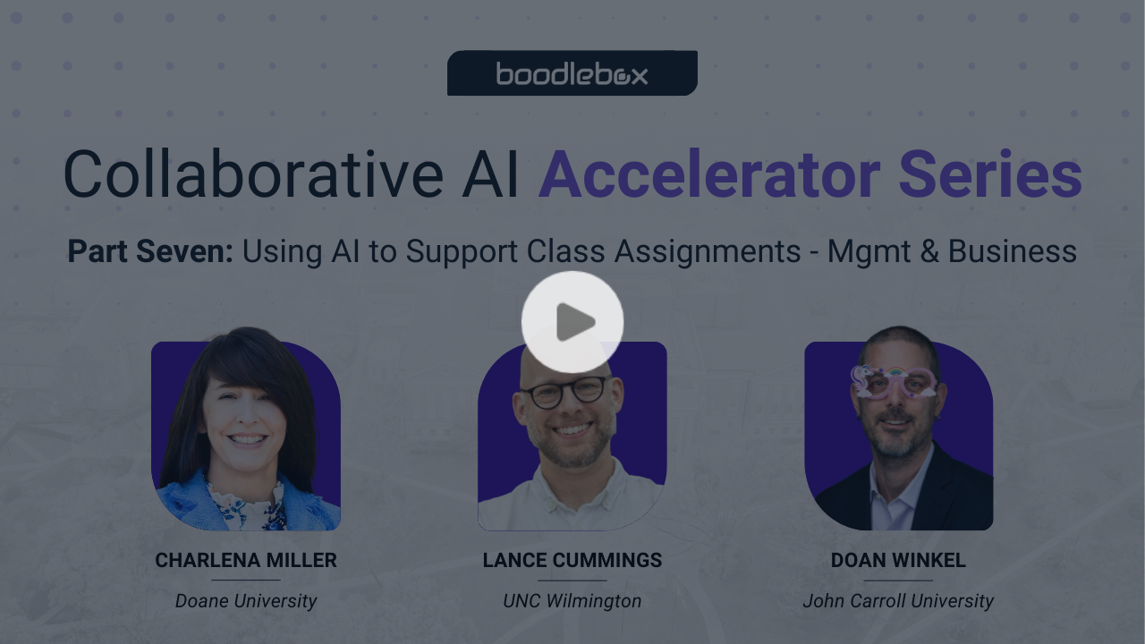 <h4>Using AI to Support Class Assignments - Mgmt and Business</h4><span>Webinar<br><strong>April 22nd, 2025</strong></span> <br><b>View Recording</b>