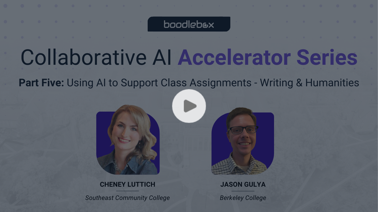 <h4>Using AI to Support Class Assignments - Writing + Humanities</h4><span>Webinar<br><strong>April 8th, 2025</strong></span> <br><b>View Recording</b>